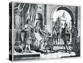 Christopher Columbus (1451-1506) Presenting an Account of His Discovery of America to the King and-Charles Grignion-Stretched Canvas
