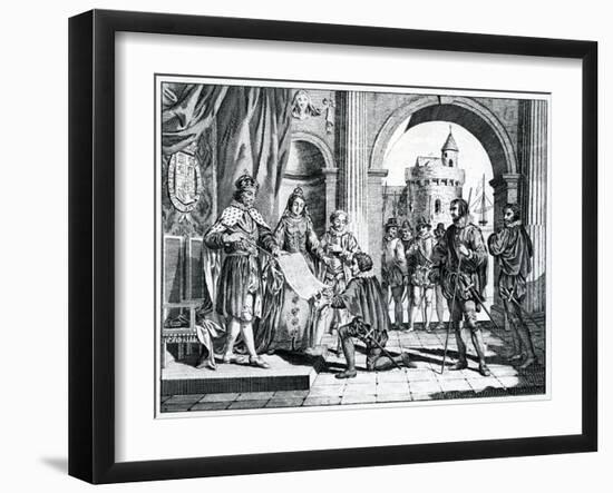 Christopher Columbus (1451-1506) Presenting an Account of His Discovery of America to the King and-Charles Grignion-Framed Giclee Print