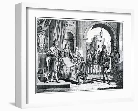 Christopher Columbus (1451-1506) Presenting an Account of His Discovery of America to the King and-Charles Grignion-Framed Giclee Print