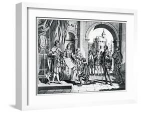 Christopher Columbus (1451-1506) Presenting an Account of His Discovery of America to the King and-Charles Grignion-Framed Giclee Print