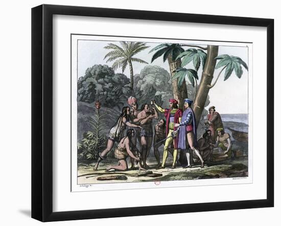 Christopher Columbus Arriving in the New World, 1492 (1817-182)-Bonatti-Framed Giclee Print