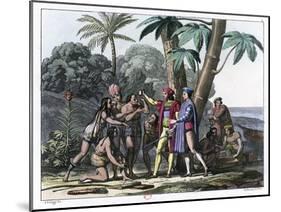 Christopher Columbus Arriving in the New World, 1492 (1817-182)-Bonatti-Mounted Giclee Print