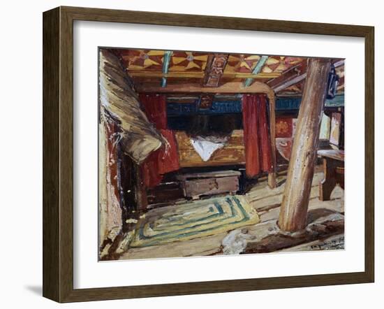 Christopher Columbus' Cabin on Santa Maria, Painting by Heliodoro Guillen Pedemonte (1863-1940)-null-Framed Giclee Print