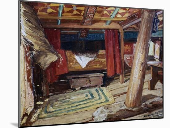 Christopher Columbus' Cabin on Santa Maria, Painting by Heliodoro Guillen Pedemonte (1863-1940)-null-Mounted Giclee Print