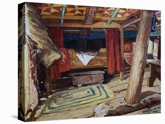 Christopher Columbus' Cabin on Santa Maria, Painting by Heliodoro Guillen Pedemonte (1863-1940)-null-Stretched Canvas