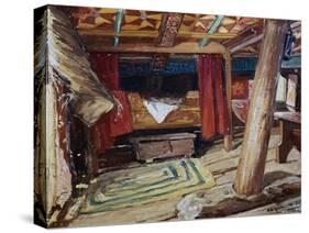 Christopher Columbus' Cabin on Santa Maria, Painting by Heliodoro Guillen Pedemonte (1863-1940)-null-Stretched Canvas