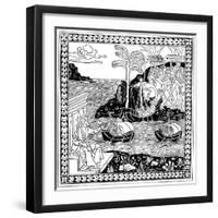 Christopher Columbus 'Discovering America, Woodcut, 1493-null-Framed Giclee Print