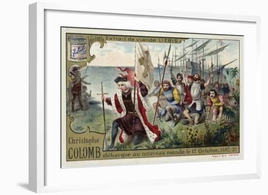 Christopher Columbus Disembarks in the New World, 12 October 1492-null-Framed Giclee Print