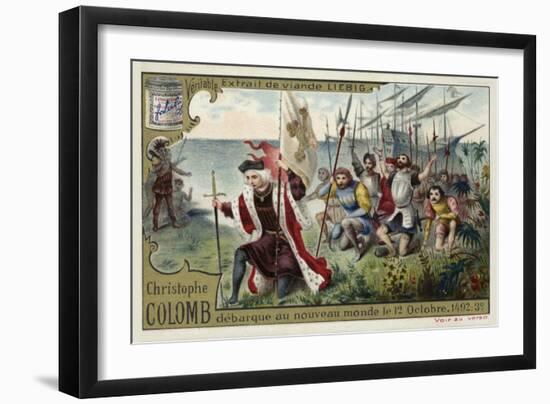 Christopher Columbus Disembarks in the New World, 12 October 1492-null-Framed Giclee Print