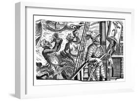 Christopher Columbus During His Voyage to America, Engraving, C1500-null-Framed Giclee Print