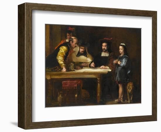 Christopher Columbus in the Convent of La Rábida Explaining His Intended Voyage, 1834-David Wilkie-Framed Giclee Print