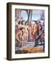 Christopher Columbus Lands in the New World in 1492 and Is Greeted by Taino Indians-null-Framed Giclee Print