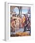Christopher Columbus Lands in the New World in 1492 and Is Greeted by Taino Indians-null-Framed Giclee Print