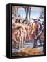 Christopher Columbus Lands in the New World in 1492 and Is Greeted by Taino Indians-null-Framed Stretched Canvas