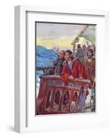 Christopher Columbus Nears the New World-null-Framed Art Print