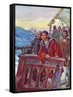 Christopher Columbus Nears the New World-null-Framed Stretched Canvas