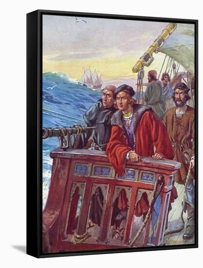 Christopher Columbus Nears the New World-null-Framed Stretched Canvas