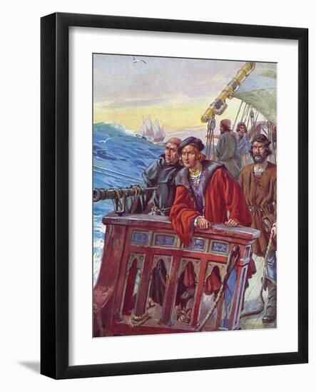 Christopher Columbus Nears the New World-null-Framed Art Print