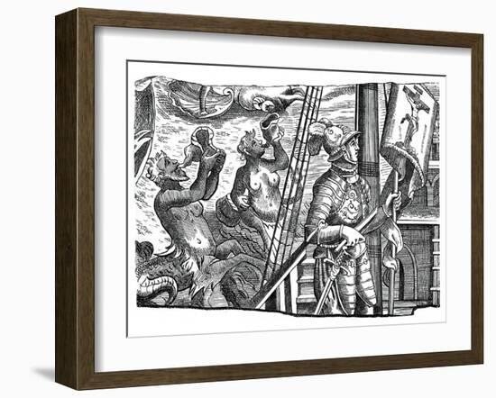 Christopher Columbus on Board His Ship, During His First Voyage to the West, 16th Century-Joannes Stradanus-Framed Giclee Print