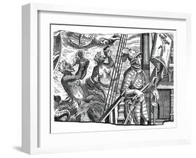 Christopher Columbus on Board His Ship, During His First Voyage to the West, 16th Century-Joannes Stradanus-Framed Giclee Print