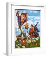 Christopher Columbus Planting the Spanish Royal Standard on the Newly Found Land of America-Peter Jackson-Framed Giclee Print