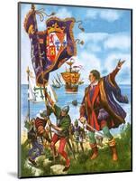 Christopher Columbus Planting the Spanish Royal Standard on the Newly Found Land of America-Peter Jackson-Mounted Giclee Print