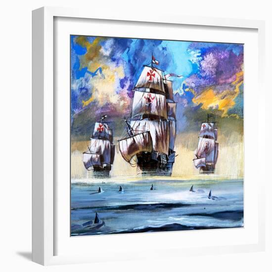 Christopher Columbus's Fleet-null-Framed Giclee Print