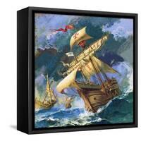 Christopher Columbus's Santa Maria-English School-Framed Stretched Canvas