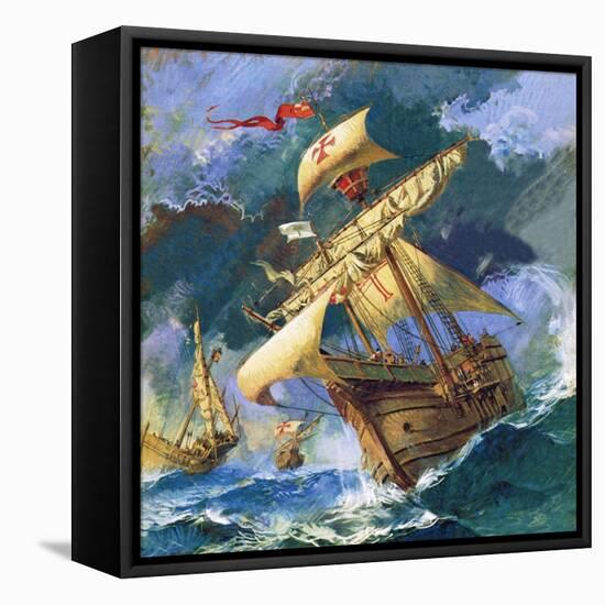 Christopher Columbus's Santa Maria-English School-Framed Stretched Canvas