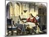 Christopher Columbus Studying a Map in His Studio in Spain 1400-null-Mounted Giclee Print