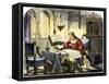 Christopher Columbus Studying a Map in His Studio in Spain 1400-null-Framed Stretched Canvas