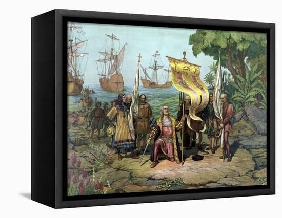 Christopher Columbus Taking Possession of the New Country-Stocktrek Images-Framed Stretched Canvas