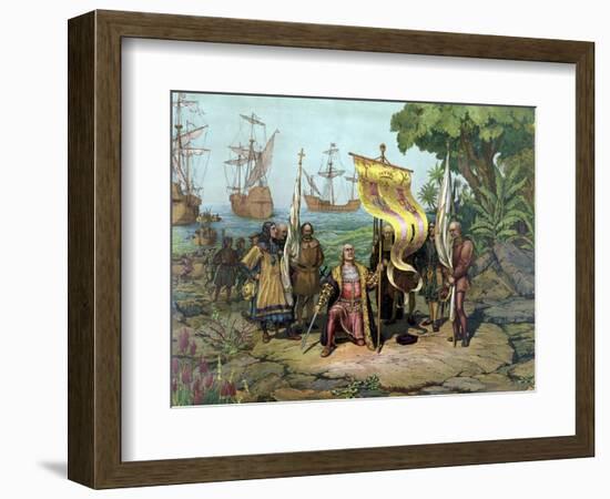 Christopher Columbus Taking Possession of the New Country-Stocktrek Images-Framed Art Print