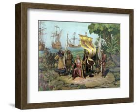 Christopher Columbus Taking Possession of the New Country-Stocktrek Images-Framed Art Print