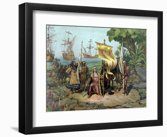 Christopher Columbus Taking Possession of the New Country-Stocktrek Images-Framed Art Print