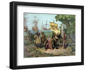 Christopher Columbus Taking Possession of the New Country-Stocktrek Images-Framed Art Print