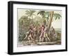 Christopher Columbus with Native Americans, 1492-1503 (c1820-1839)-DK Bonatti-Framed Giclee Print