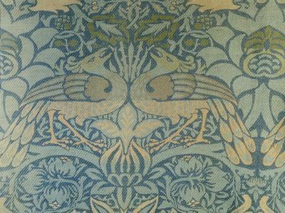 Detail of a Pair of Morris & Co Peacock and Dragon Woven Twill Curtains, circa 1889