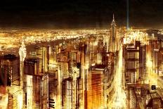 Manhattan Panoramic Nocturne-Christopher Farrell-Framed Giclee Print