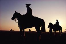 Argentina, Horsemen in Landscape, Silhouette, Sunset-Christopher Pillitz-Framed Stretched Canvas