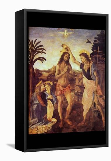 Christs Baptism I-Leonardo da Vinci-Framed Stretched Canvas