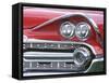 Chrome Lights on Red Car-null-Framed Stretched Canvas