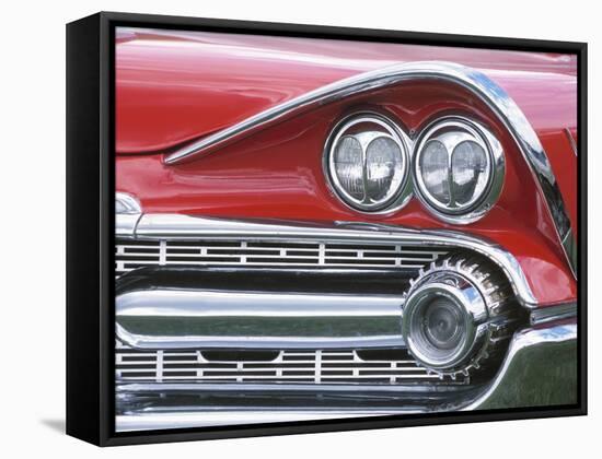 Chrome Lights on Red Car-null-Framed Stretched Canvas