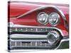 Chrome Lights on Red Car-null-Stretched Canvas