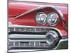 Chrome Lights on Red Car-null-Mounted Photographic Print