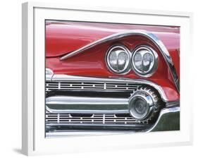 Chrome Lights on Red Car-null-Framed Photographic Print