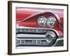 Chrome Lights on Red Car-null-Framed Photographic Print