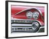 Chrome Lights on Red Car-null-Framed Photographic Print