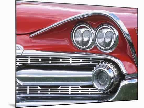 Chrome Lights on Red Car-null-Mounted Photographic Print