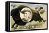 Chromolithographic print of a herd of buffalo running with a portrait of Buffalo Bill Cody.-Vernon Lewis Gallery-Framed Stretched Canvas